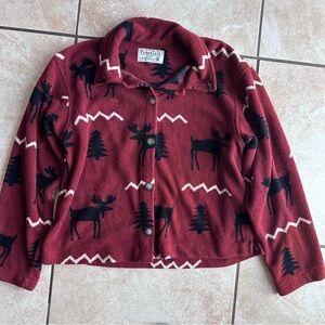 Vintage True Grit Rustic Red brown Jacket with Southwestern Moose Design